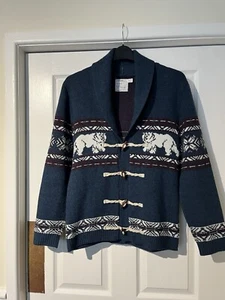 Topman Heavy Knit Duffle Cardigan Schalkragen Eisbär blau Gr. M - Bild 1 von 10