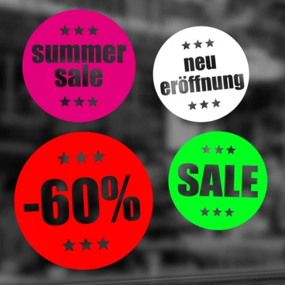 DREIACHTEINS MEDIA Aufkleber Folie Neueröffnung Sale Schaufenster Beschriftung Textwunsch #8043