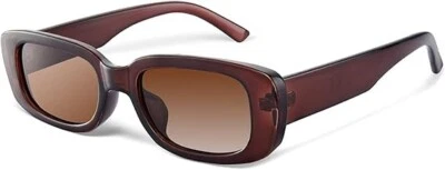 Gafas de sol transparentes de té profundo rectangulares UV400 retro Y2k moda marco cuadrado fresco Foto 1 de 4