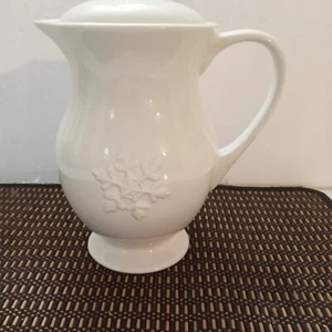 Pottery Barn Teapot Pitcher and Lid with Snowflake Detail - Picture 1 of 8