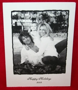RARA cartolina di Natale Richie Sambora & Heather Locklear 2002 foto famiglia BON JOVI - Foto 1 di 3