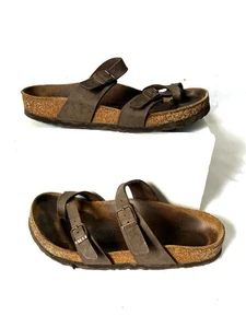 Sandalias Birkenstock Mayari de cuero marrón para mujer talla 38 7 7,5 envío rápido usadas en excelente estado - Imagen 1 de 11