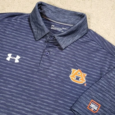 Under Armour UA Auburn Tigers NCAA S/S Polo Shirt Blue War Eagle Men's L 1856 - Image 1 of 4