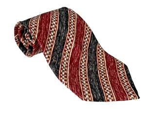 Corbata de Colección Burberrys Repp Roja Gris Seda Hecha en EE. UU. Rayas Geométricas Hoja Ancha 4" - Imagen 1 de 7