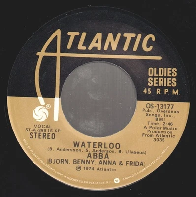 Abba Waterloo 7" vinyl USA Atlantic 1974 7". name written on b-side label - Image 1 of 2