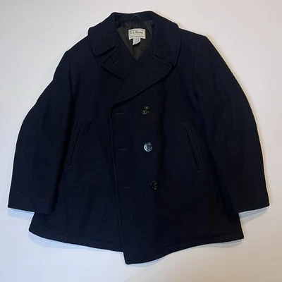 LL Bean Sterlingwear of Boston Anchor Collection Wool Coat Men's Xl Black USA - Image 1 of 4