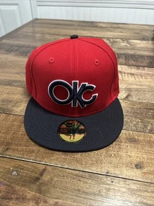 New Era Red OKC Oklahoma City 89ers Authentic MLB 59FIFTY Fitted Hat Size 7 3/8 - Picture 1 of 8
