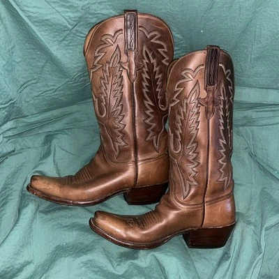 Botas occidentales LUCCHESE Classics hechas a mano de cuero marrón para mujer EE. UU. 7,5 B Foto 1 de 4