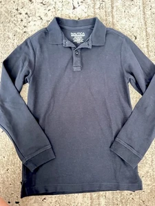 Boys Collared Polo Shirt School Uniform Navy Size 10-12 Nautica Long Sleeve - Picture 1 of 2