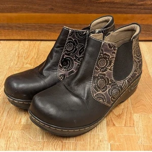 Botines planos Spring Step L'Artiste florales de cuero marrón para mujer talla 37/US 6,5 - Imagen 1 de 7
