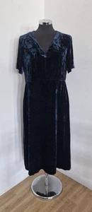 Seasalt blue velvet dress size 16 midi v neck Mathey Trewells Christmas party - Picture 1 of 9