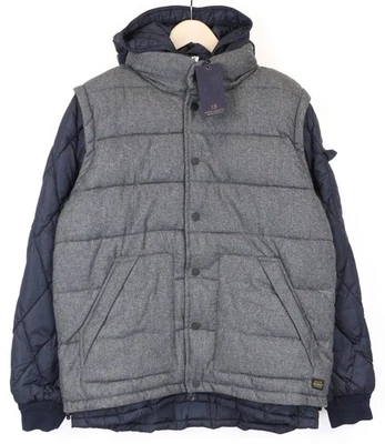 SCOTCH & SODA Ams Couture Men's Jacket XL Grey Navy Wool Blend Hooded Vest * - Image 1 of 4