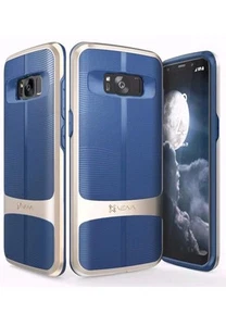 Galaxy S8 Case, Vena vAllure Wave Texture, Bumper Frame GOLD/NAVY BLUE - Picture 1 of 11