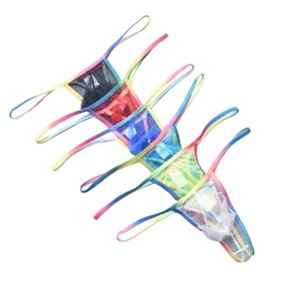 Confezione 3 Bikini Uomo Hot New Maglia Trasparente G-string Sottile Intimo T-back Perizoma - Immagine 1 di 4