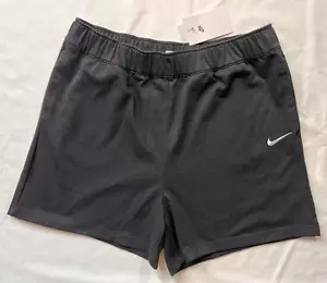 New! Nike Women's L Black Pull-On Shorts 100% Cotton Elastic Waist Pockets Logo - Picture 1 of 8
