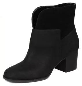 Nine West Women's Black Dale Leather Block Heel Bootie Shoes Ret $139 New - Picture 1 of 9