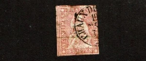 1858-62 SWITZERLAND 15r Dk Rose HELVETIA  Grn Silk Sc#38 Postally Used Great PM - Picture 1 of 2