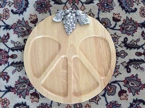 UIB Studio Nova Divided CHEESE BOARD / TRAY with Pewter Grape Embellishment - Picture 1 of 6