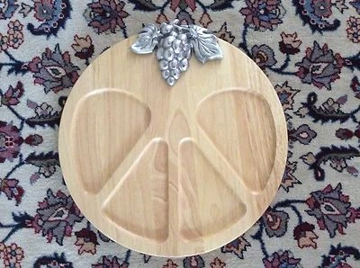 UIB Studio Nova Divided CHEESE BOARD / TRAY with Pewter Grape Embellishment - Image 1 of 4