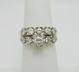 2Ct Round Cut Lab Created Diamond Wedding Bridal Ring Set 14K Yellow Gold Over - Picture 1 of 8