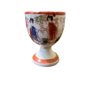 Vintage 20s Hand Painted Kutani Ware Egg Cup Sake Cup Made In Japan Geisha Girls - Picture 1 of 4