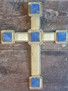 Morita Gil Atemberaubendes Kreuz Lapislazuli & Messing 26 cm x 20 cm - Bild 1 von 3