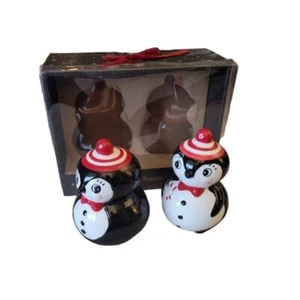 Johanna Parker Carnival Cottage Penguin Large Salt and Pepper Shakers Christmas - Picture 1 of 2