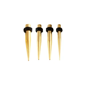 Surgical Stainless Steel Gold Ear Taper with 2 Black O Rings TAPER Sold as Pair - Picture 1 of 1