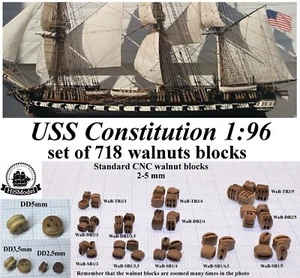 Revell USS Constitution, United States 1:96 - set of 718 walnut blocks for model - Picture 1 of 12