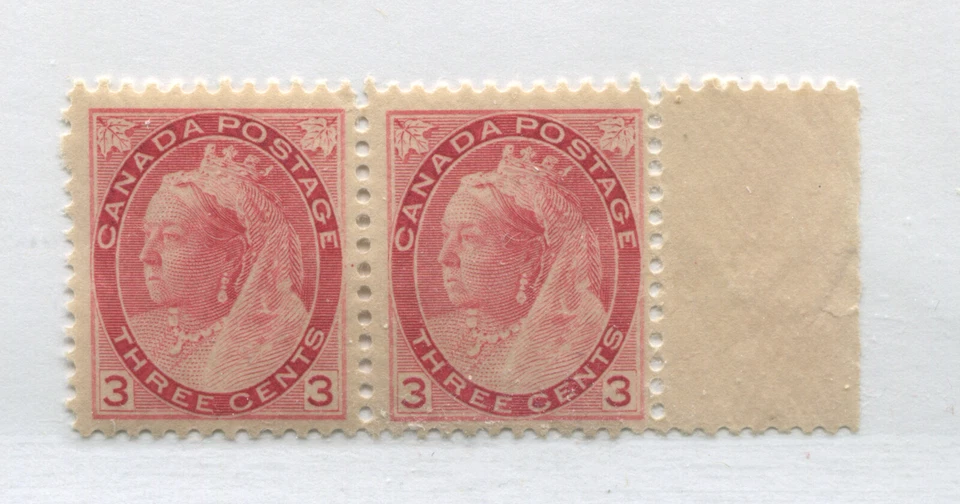 QV 1898 Numeral 3 cents pair mint o.g. hinged - Image 1 of 1