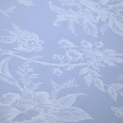 NUEVO CON ETIQUETAS Sábana Plana Yves Delorme 94x116" Floral Azul Blanco Satén Botánico Francia Foto 1 de 4