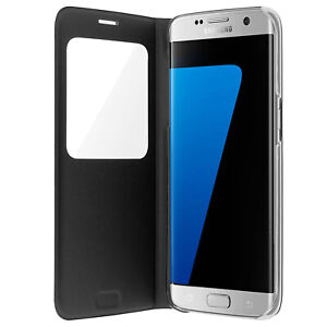 Samsung – Funda con ventana Negro Original para Samsung Galaxy S7 Edge
