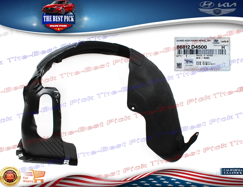 ⭐GENUINO⭐ Forro de guardabarros delantero derecho OEM para Kia Optima 2019-2020 86812D4500 Foto 1 de 1