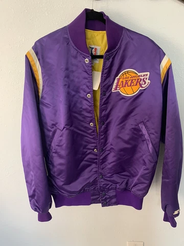 Vintage Los Angeles Lakers Jacket Men Large Satin Starter 80s Showtime NBA Cover