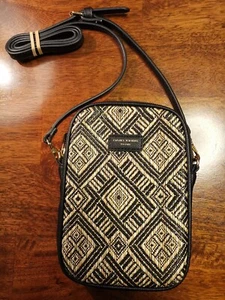 BNWOT David Jones Paris Woven Black/Cream Crossbody Bag Ideal Present? - Picture 1 of 1