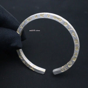 Brazalete de plata fina pura 999 para mujer hombre brazalete cuadrado color dorado 2,4 pulgadas de diámetro - Imagen 1 de 6