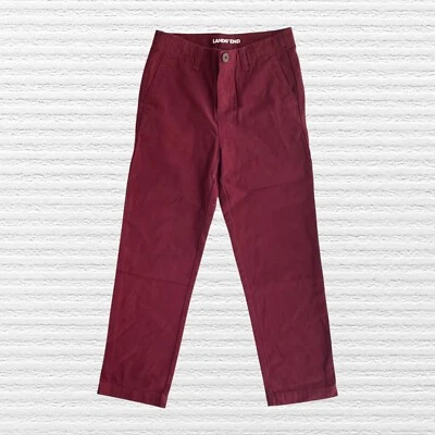 New Lands End Boys Classic Chino Pants Burgundy Red Cotton Twill Size 7 - Image 1 of 4