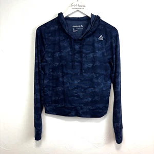 Reebok blau Hoodie Pullover Sweatshirt Camouflage Langarm Kapuze sportlich Damen S - Bild 1 von 5