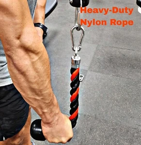 Tricep Rope Single Press Push Down Fitness Gym Cable Machine Attachment Exercise - Picture 1 of 13