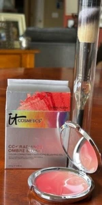 IT Cosmetics CC+ Radiance Ombre Blush Veil Coral Flush+Heavenly Luxe Blush Brush - Picture 1 of 17