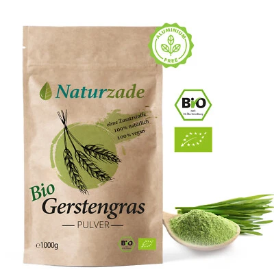 Gerstengras Pulver Bio 1kg Naturzade Hochwertiges Rohkostqualität 100% rein