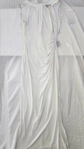 Lauren Ralph Lauren Evening Gown White Sleeveless Long Dress 55 Inches S6 - Picture 1 of 10