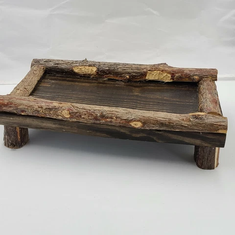 Vintage Handmade Stool Riser Tray All Wood Rustic Decor Cover