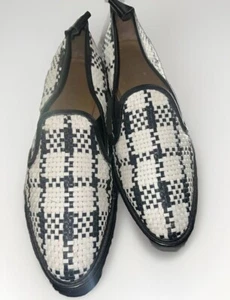 Everlane Black & White Woven Slip On Street Shoes Women’s 8.5 Loafers Flats EUC - Picture 1 of 7