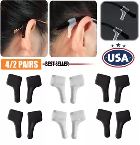 8× Anti Slip Glasses Ear Hooks Tip Eyeglasses Grip Temple Holder Silicone USA - Picture 1 of 12