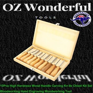 10PCS Professional Wood Carving Hand Chisel Tools Woodworking Gouges Kit Set - Picture 1 of 10