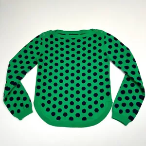 GAP KIDS Sweater Sz 8 Girls Vibrant Green Navy Polka Dot Knit Pullover Longsleev - Bild 1 von 6