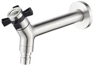 Rubinetto bagno in acciaio inox 12 cm giardino rubinetto a parete rubinetto freddo piscina valvola di forza - Foto 1 di 7