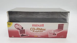 Maxell CD-RMAX 50 Count 700MB 80 Minutes with Jewel Cases and Labels New Sealed - Picture 1 of 7
