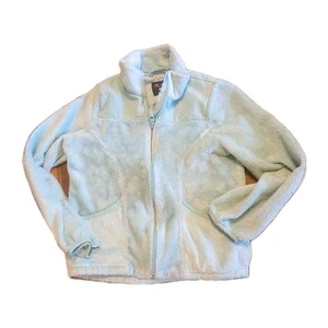 Children's Place Girl’s Size 7 Aqua Plush Fleece Zip Jacket Nylon Shoulder Trim - Picture 1 of 5